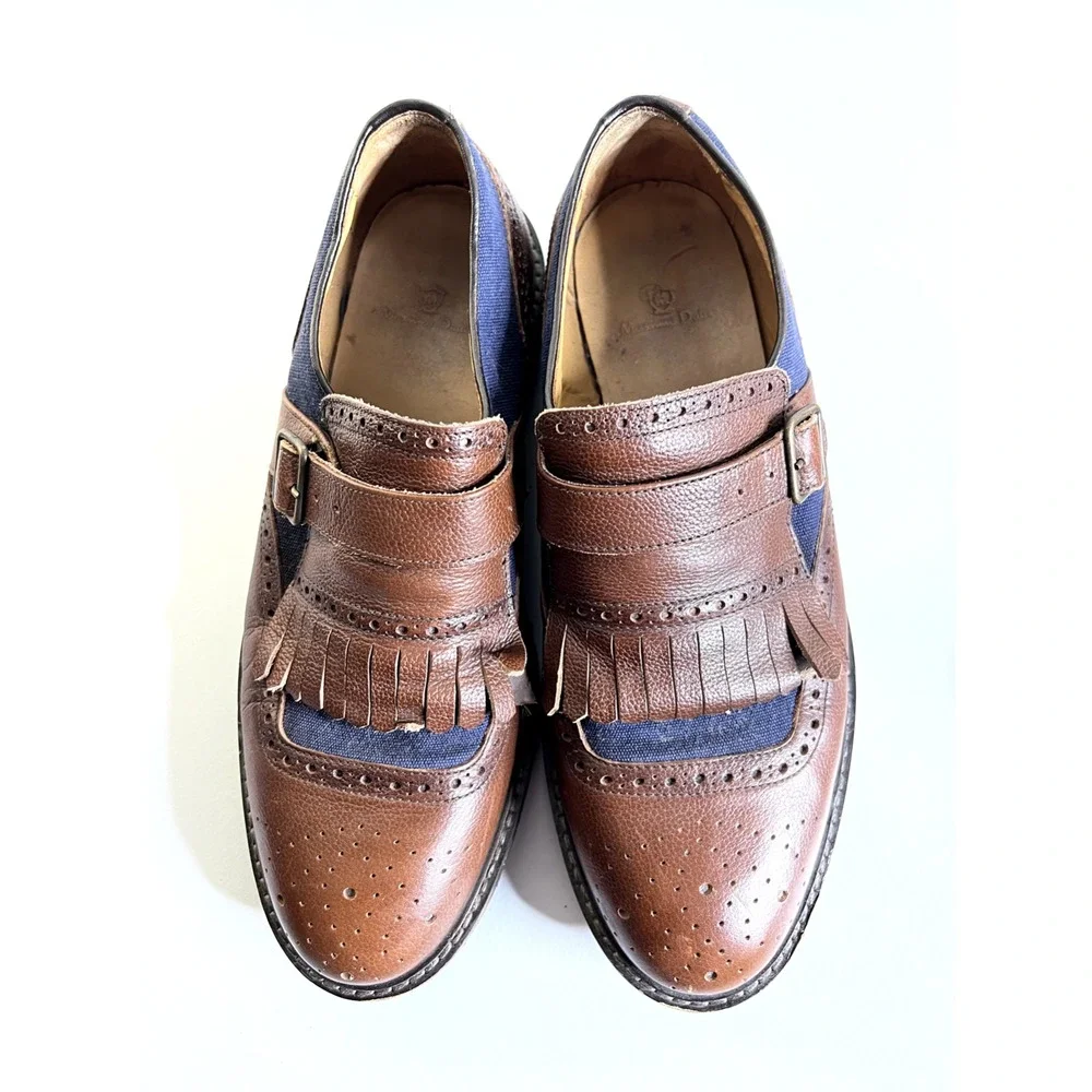 Massimo Dutti Shoes Mens 44 Brown Monk Strap Kiltie Wingtip Brogue Leather